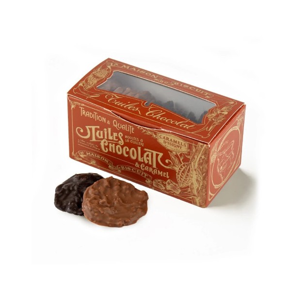 Tuiles chocolat caramel panaché lait et noir