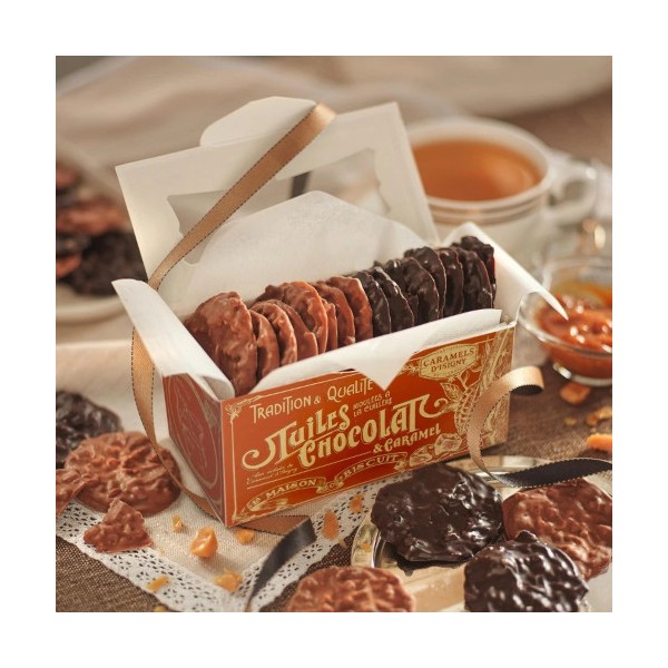 Tuiles chocolat caramel panaché lait et noir